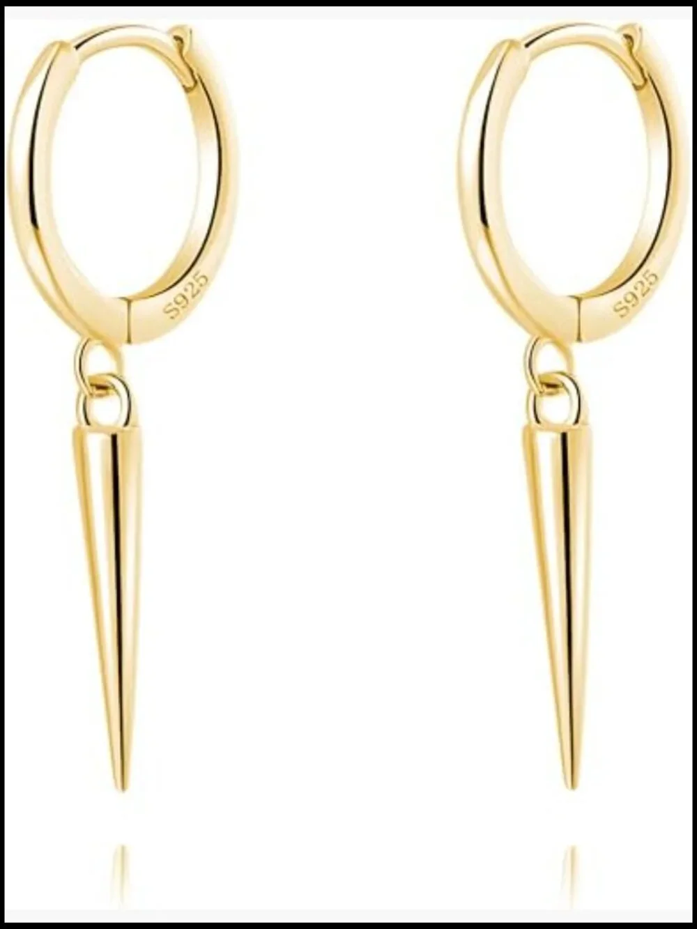 Geometric Spike Small Hoop Earrings Silver Sterling Silver Huggie Drop Minimal
